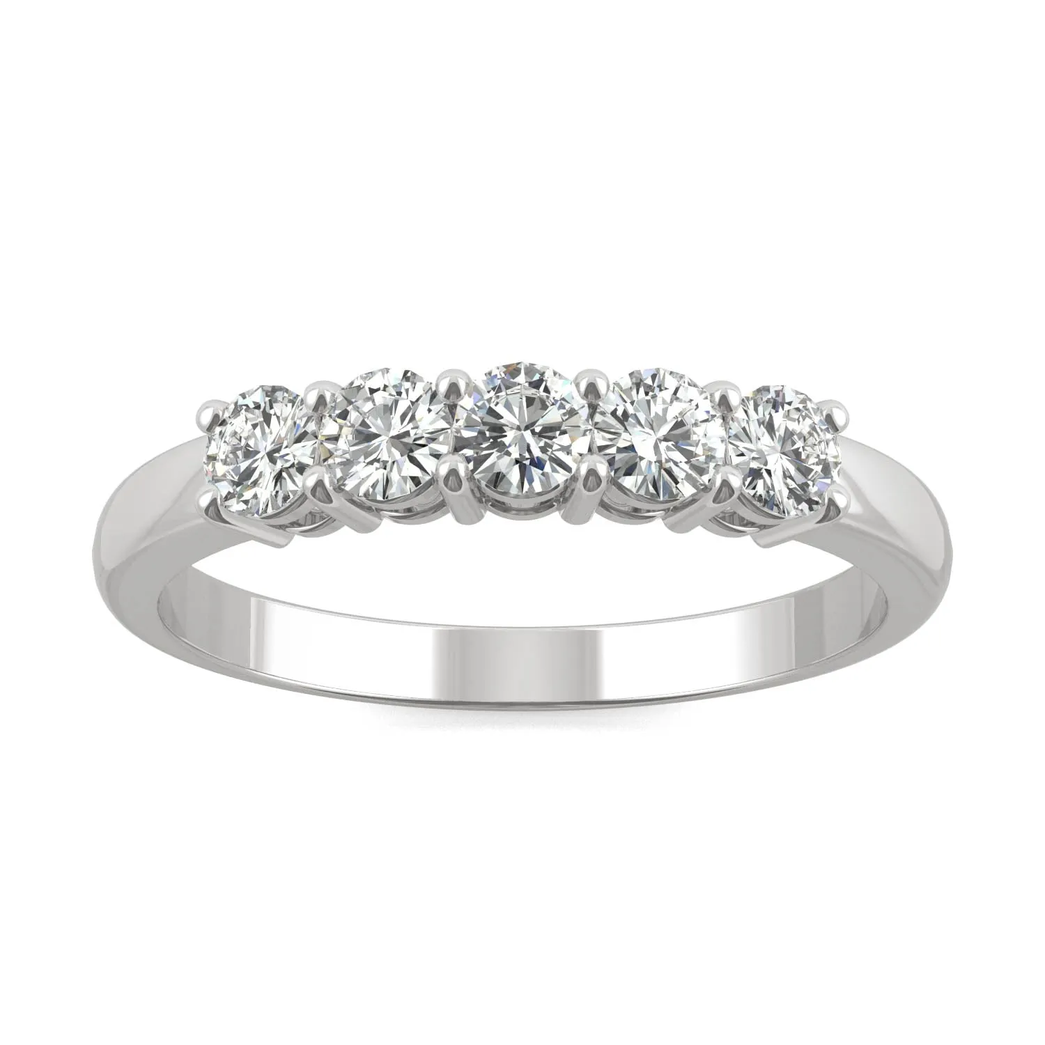 0.50 CTW DEW Round Moissanite Five Stone Ring in 14K White Gold
