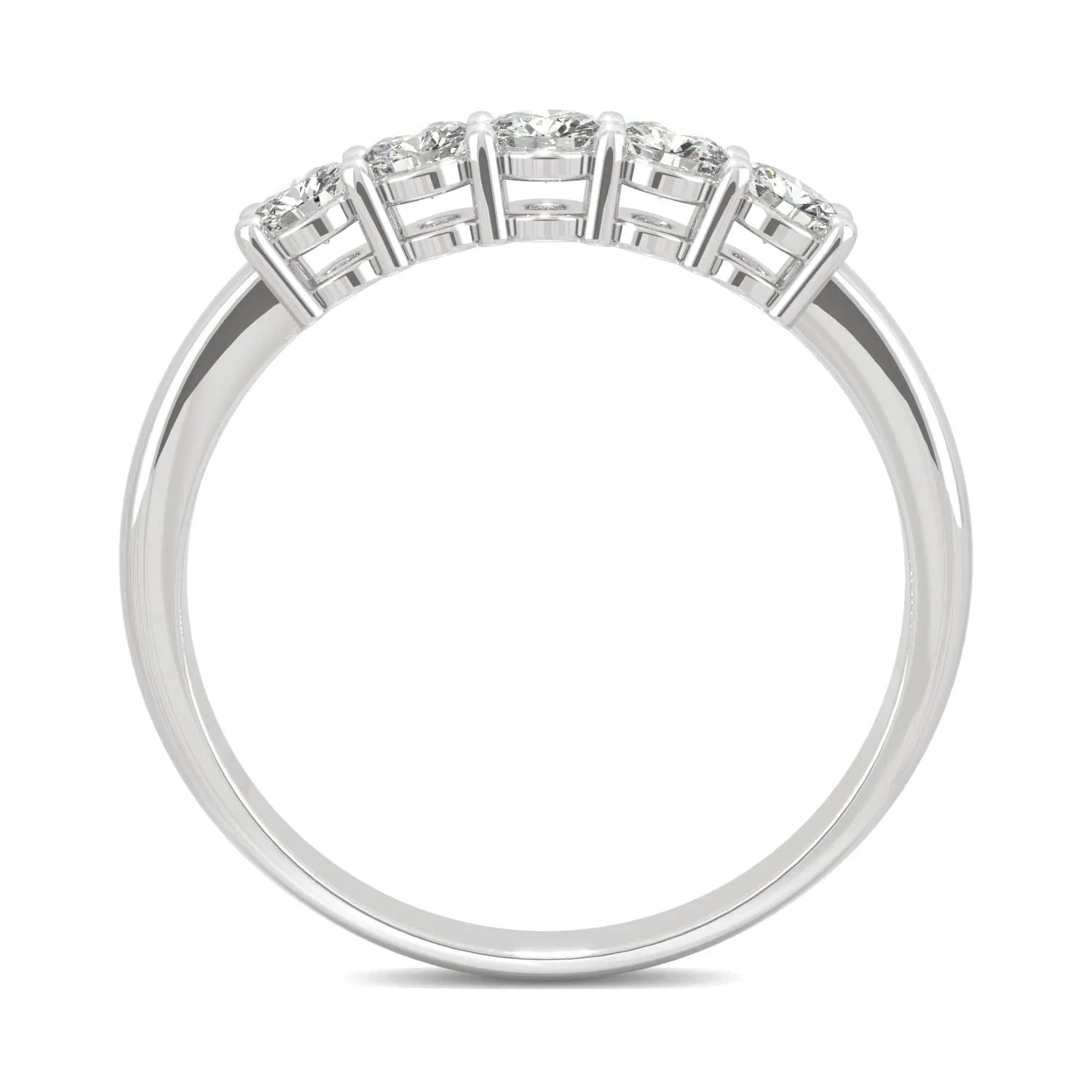 0.50 CTW DEW Round Moissanite Five Stone Ring in 14K White Gold