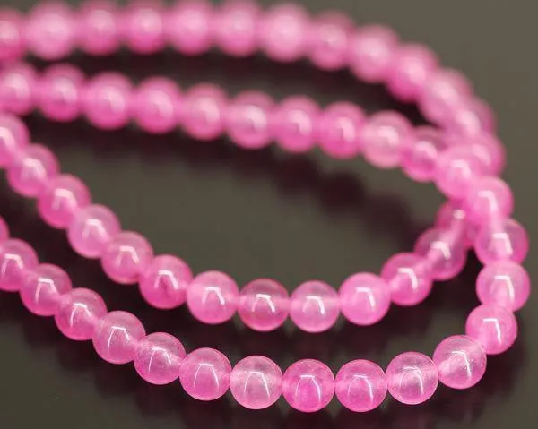 10 x Natural Baby Pink Jade Smooth Round Gemstone Loose Beads Strand 8mm 14"