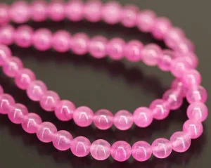 10 x Natural Baby Pink Jade Smooth Round Gemstone Loose Beads Strand 8mm 14"