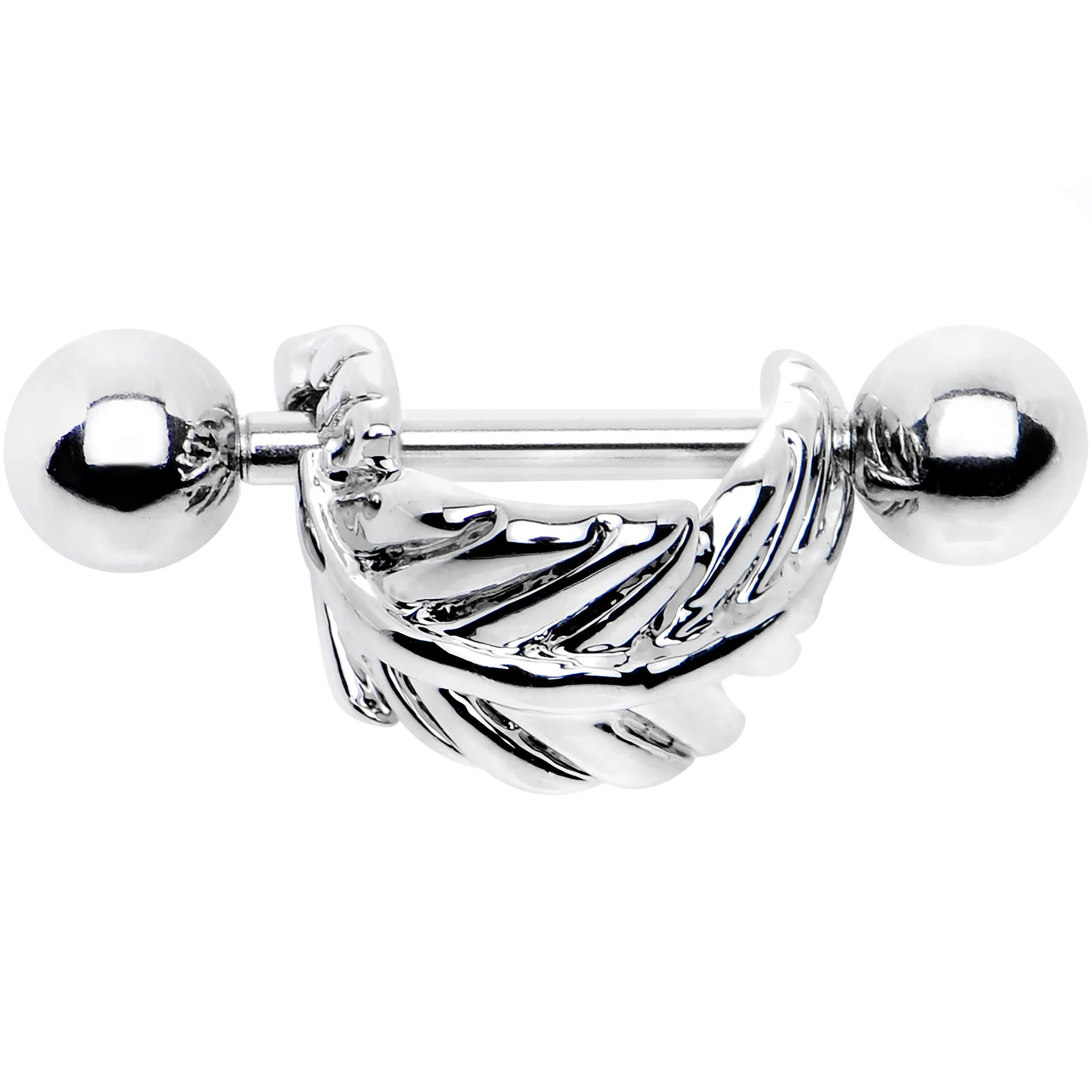 16 Gauge 3/8 Steel Barbell Floating Feather Cartilage Cuff