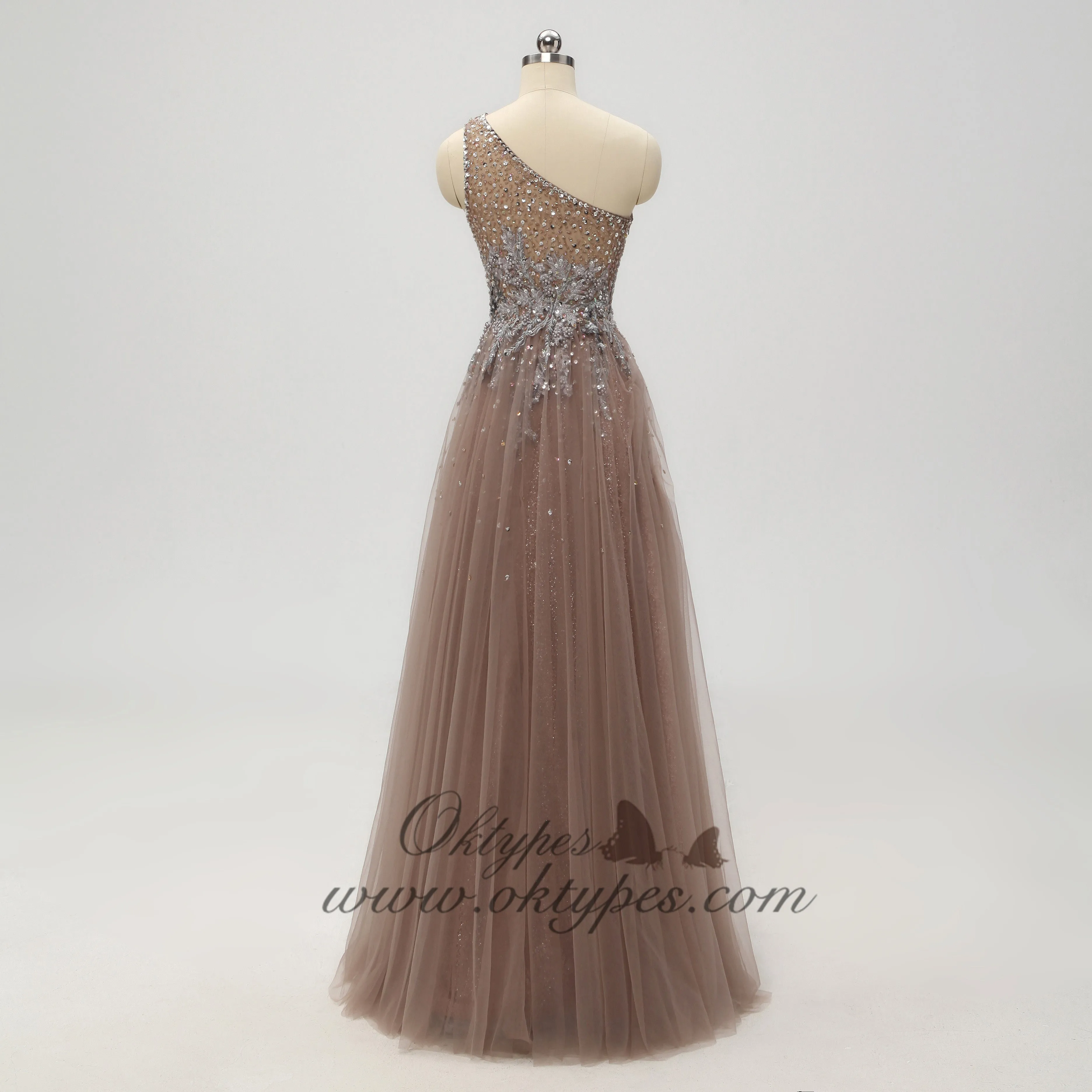 2019 One Shoulder Sparkly Side Split Elegant Modest Free Custom Prom Dresses, Fashion Prom Dresses, TYP1158