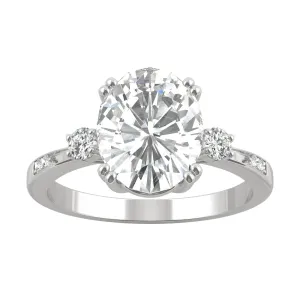 3.14 CTW DEW Oval Moissanite Seven Stone Ring in 14K White Gold