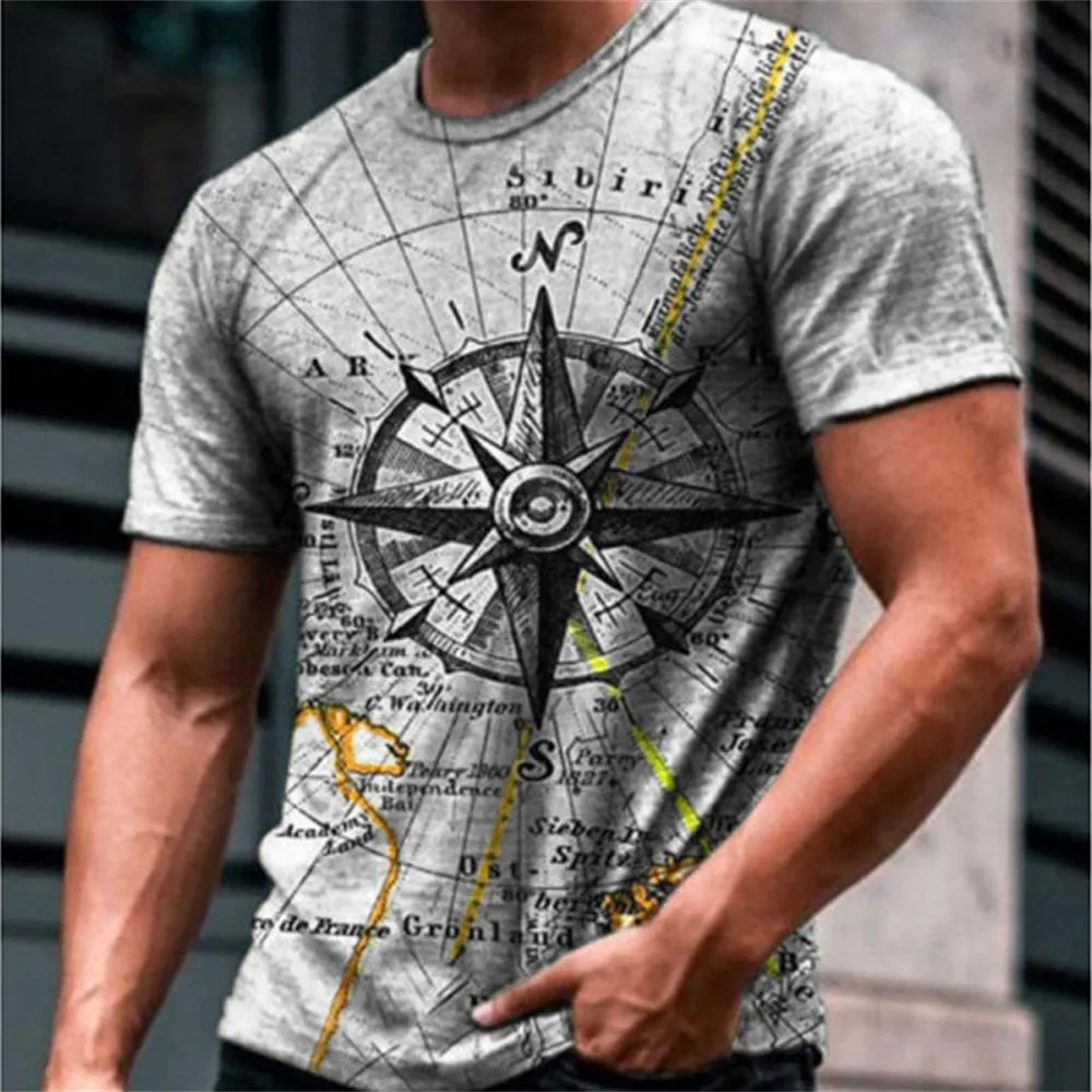 3D Graphic Printed Short Sleeve Shirts  The Compass
