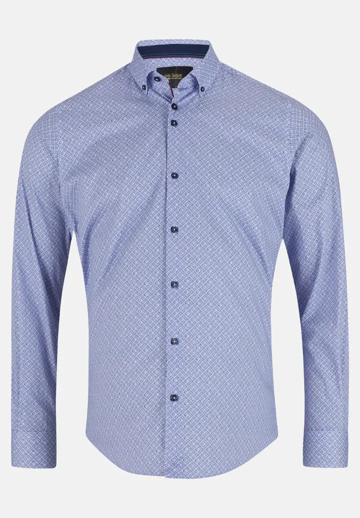 6th Sense LS RF BD Satin Shirt Print #2