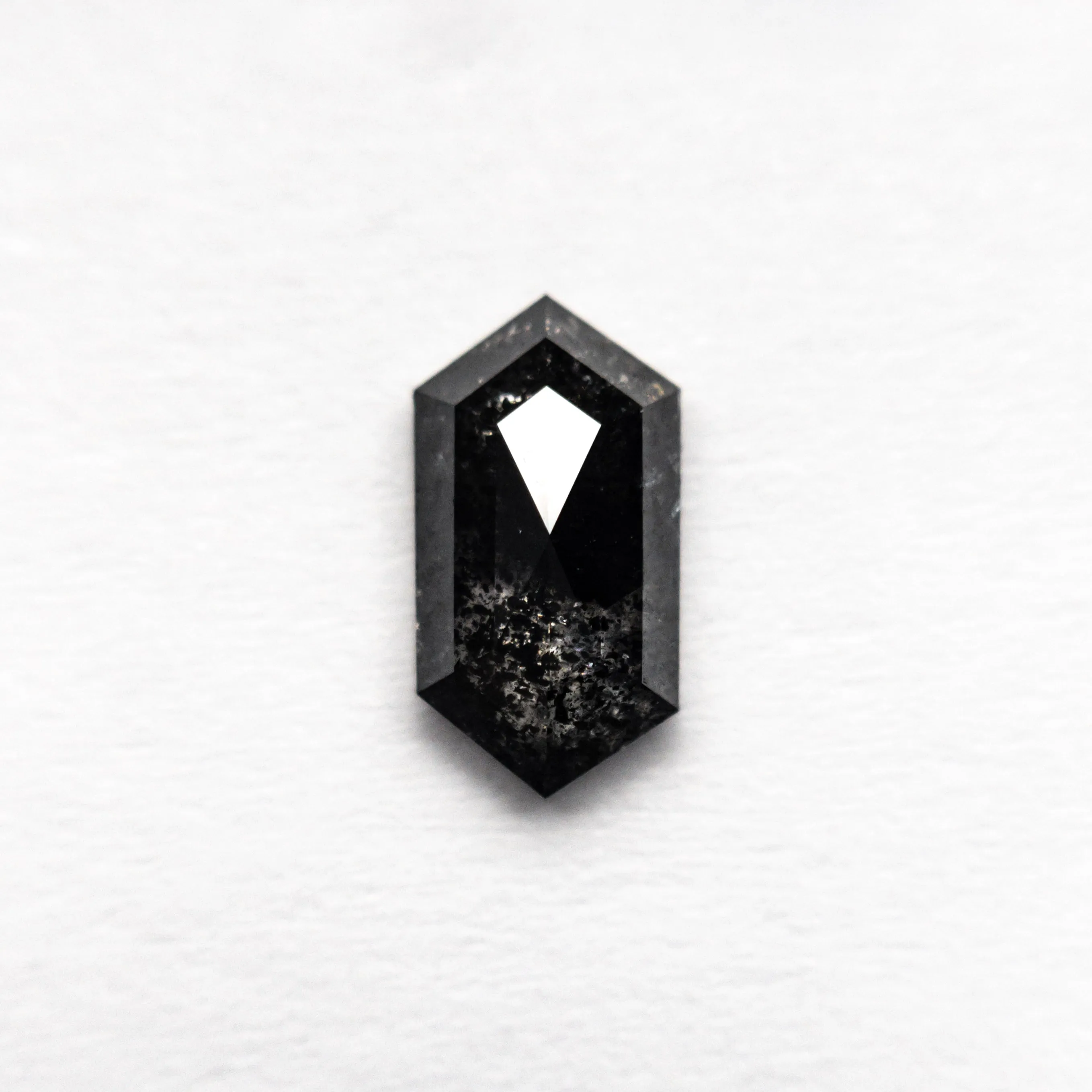 .78 CARAT BLACK SPECKLED ROSE CUT HEXAGON DIAMOND