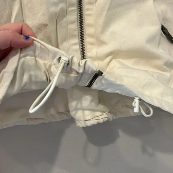 Able Bomber Jacket | Cream Cotton | Zippered | Size Small Oversized