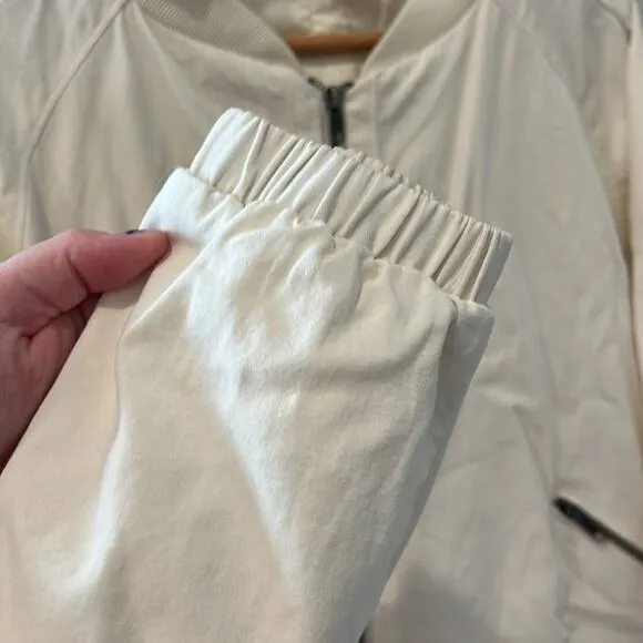Able Bomber Jacket | Cream Cotton | Zippered | Size Small Oversized