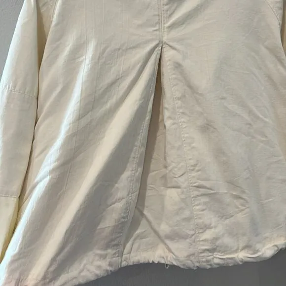 Able Bomber Jacket | Cream Cotton | Zippered | Size Small Oversized