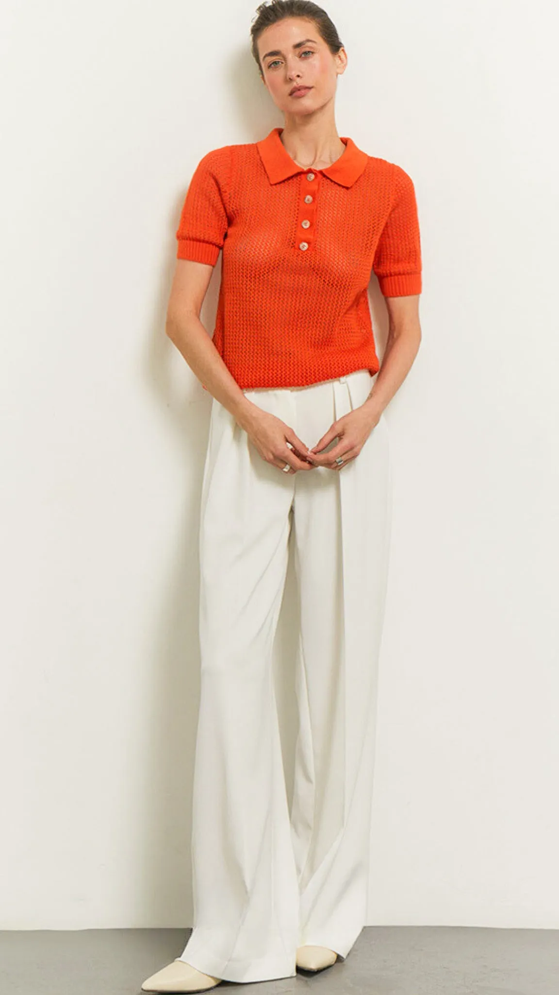 Adalyn Mesh Polo Tee