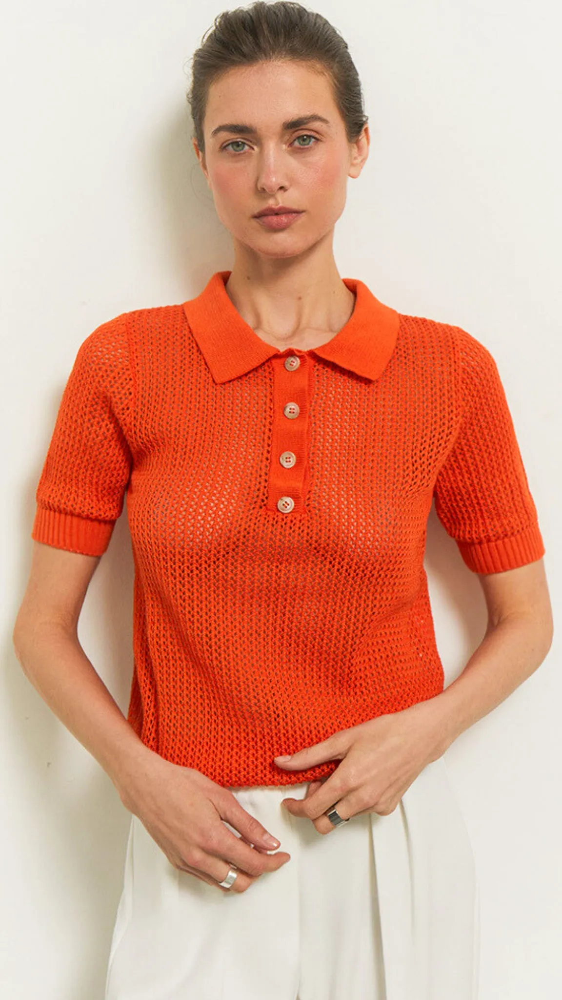 Adalyn Mesh Polo Tee