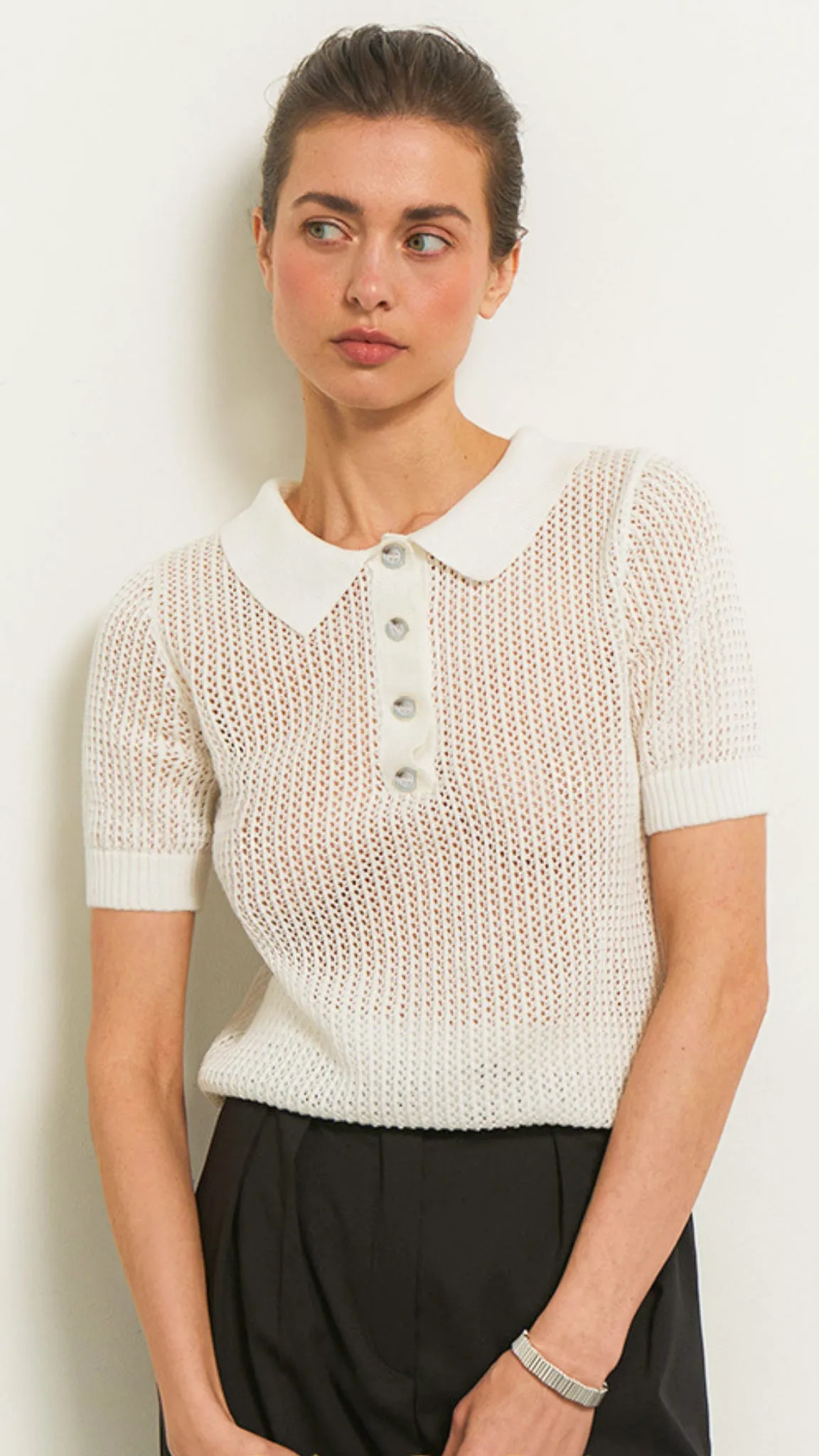 Adalyn Mesh Polo Tee