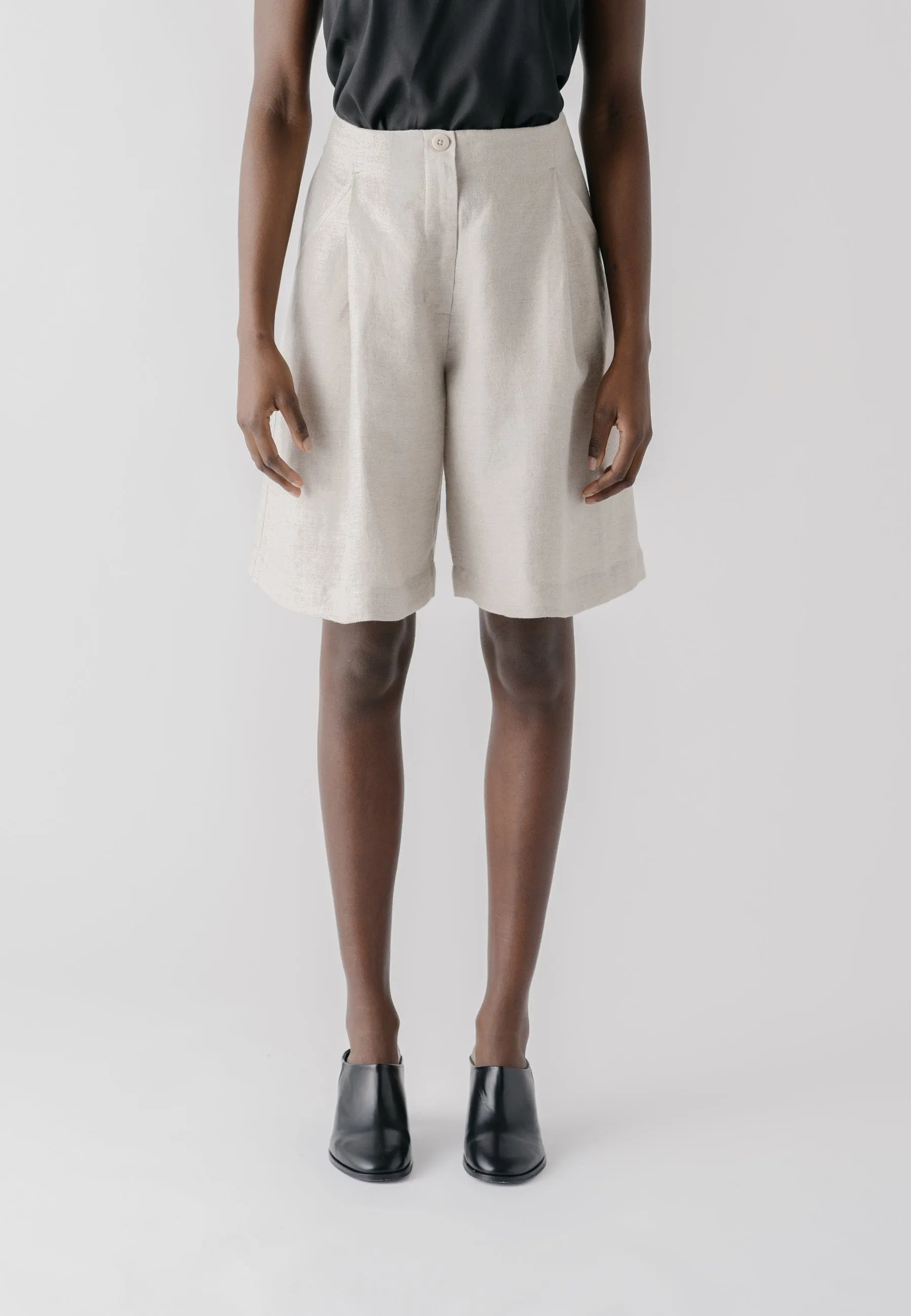 Agadir Hemp & Linen Bermuda Shorts | Stone