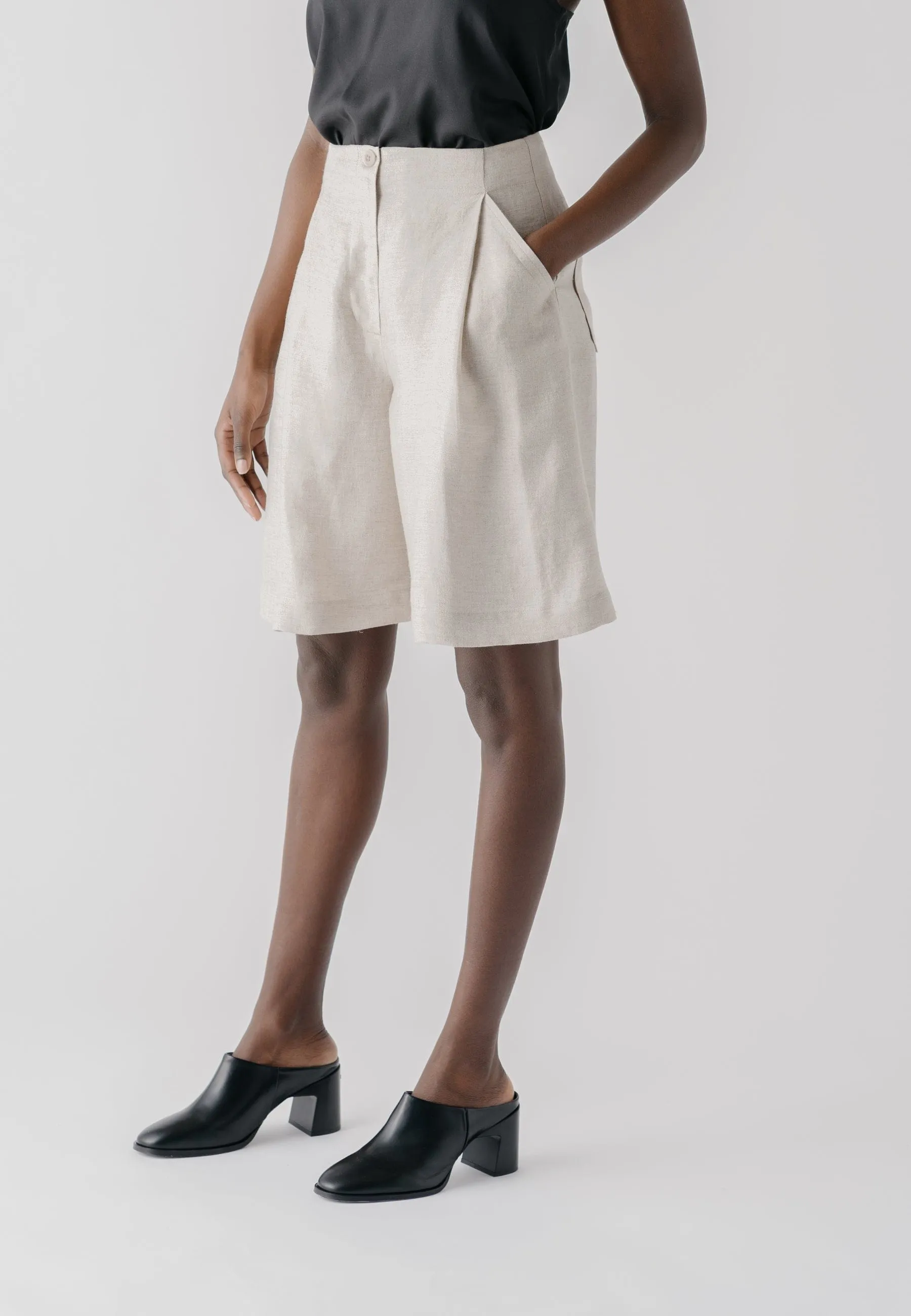 Agadir Hemp & Linen Bermuda Shorts | Stone