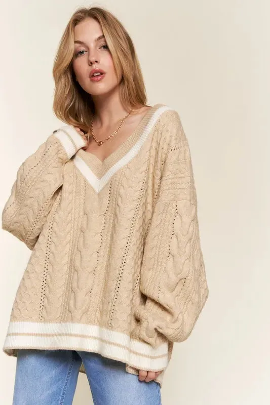 And The Why V-Neck Casual Sweater