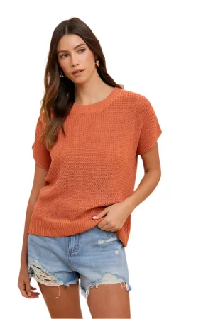 Annie Wear Round Neck Short Sleeve Sweater