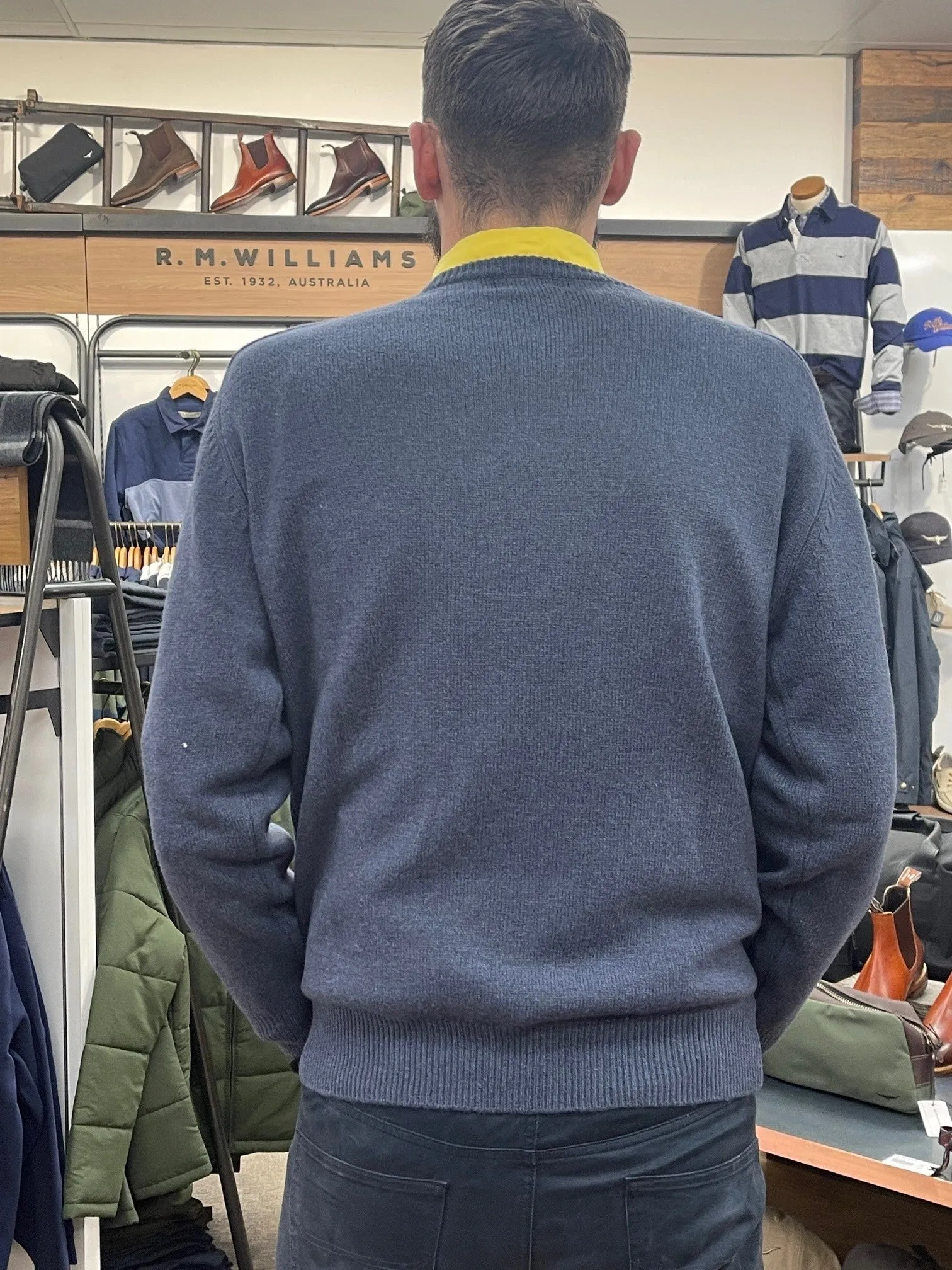 Ansett Clothing - Lambswool Crew Neck Jumper - Pine | Denim