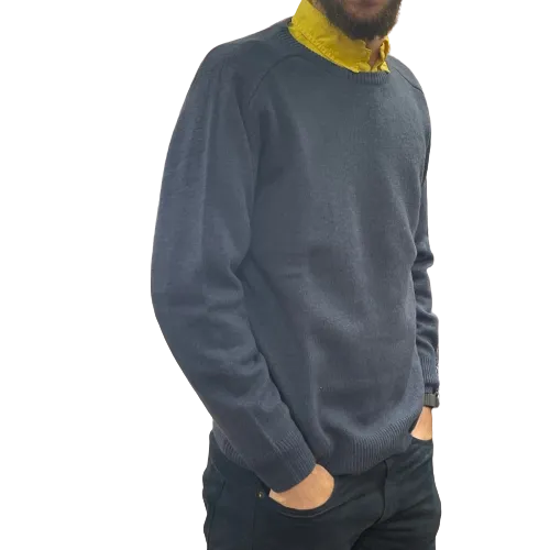 Ansett Clothing - Lambswool Crew Neck Jumper - Pine | Denim