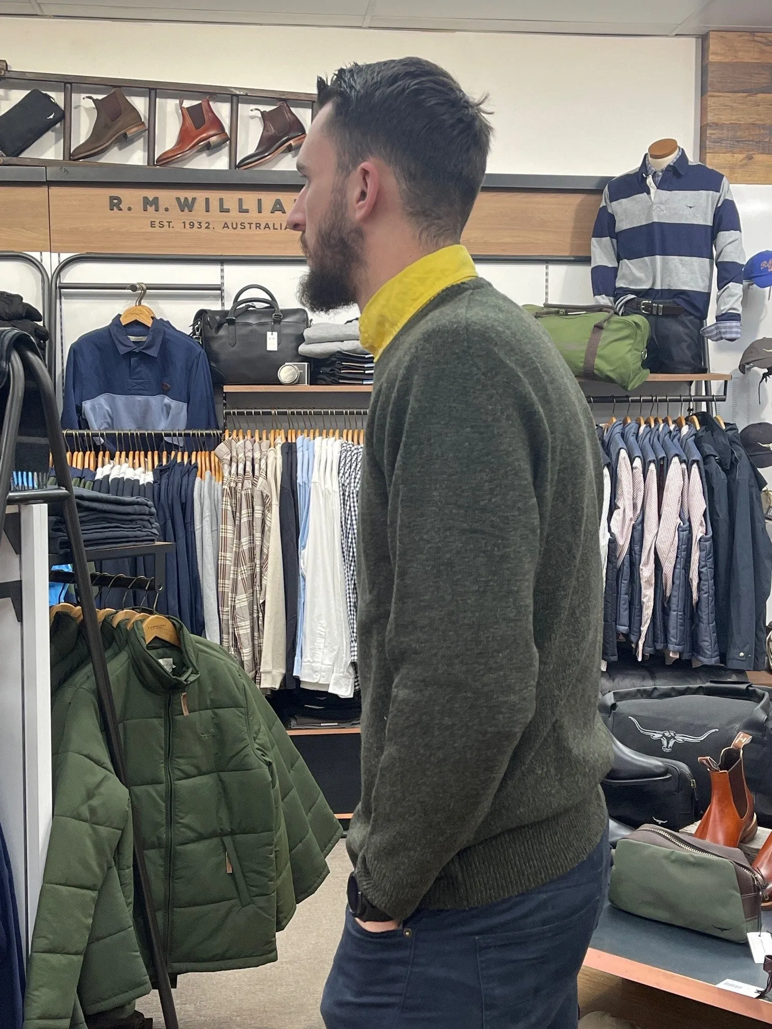 Ansett Clothing - Lambswool Crew Neck Jumper - Pine | Denim
