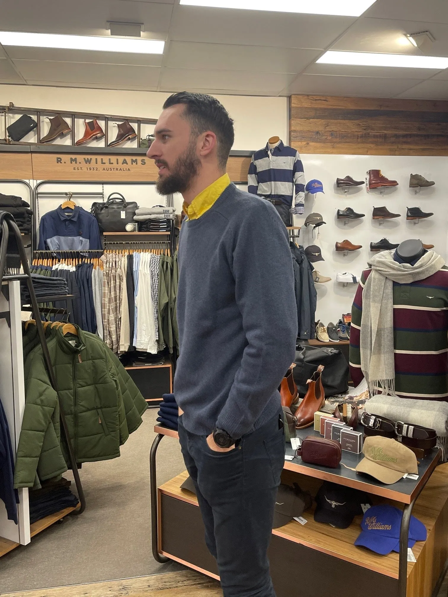 Ansett Clothing - Lambswool Crew Neck Jumper - Pine | Denim