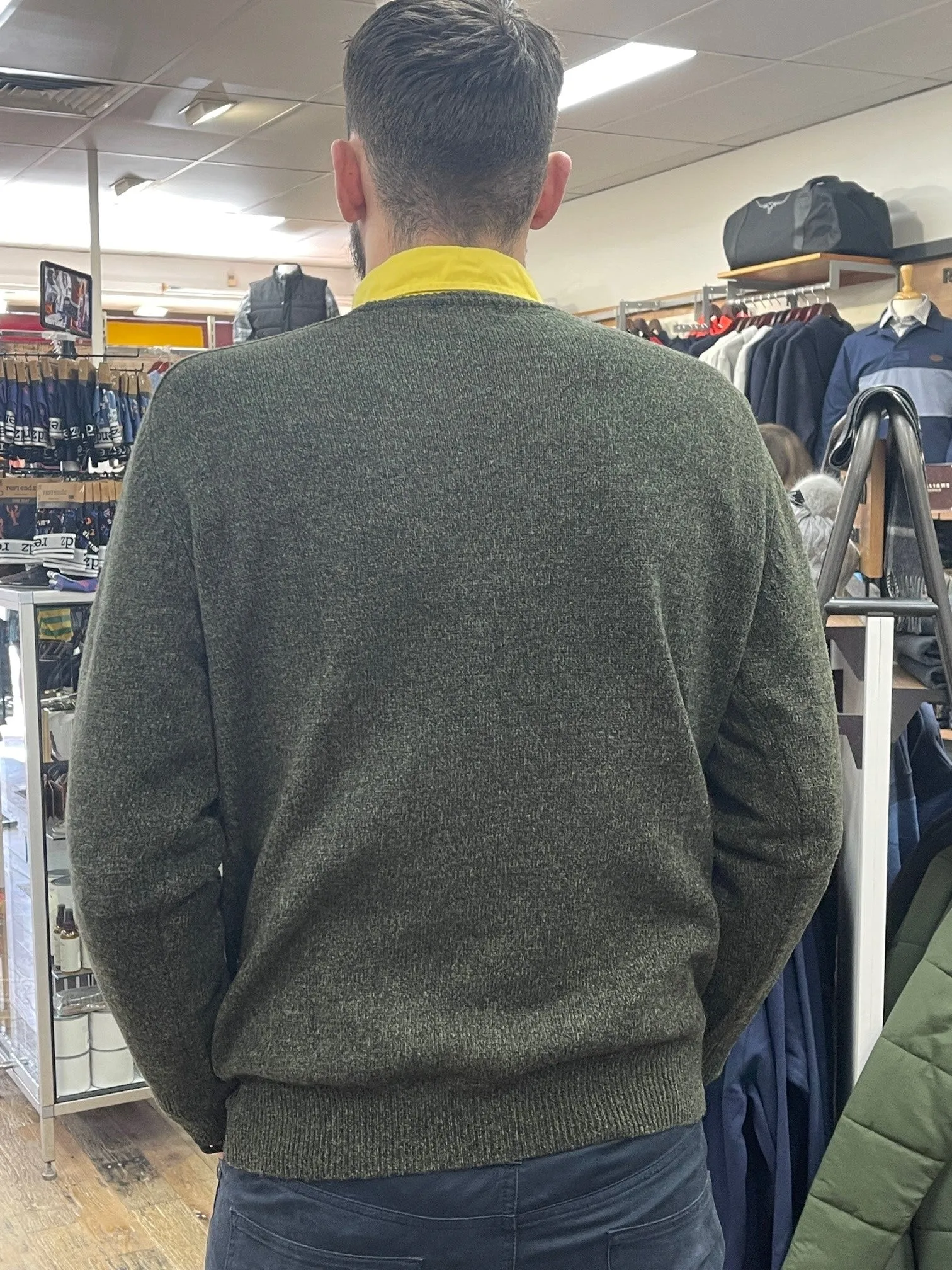 Ansett Clothing - Lambswool Crew Neck Jumper - Pine | Denim