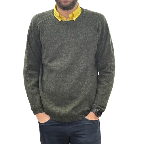Ansett Clothing - Lambswool Crew Neck Jumper - Pine | Denim