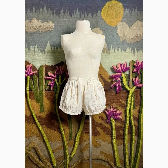 Anthropologie Embroidered Bloomer Pajama Shorts S