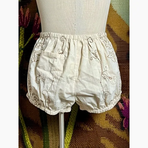 Anthropologie Embroidered Bloomer Pajama Shorts S
