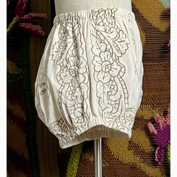 Anthropologie Embroidered Bloomer Pajama Shorts S