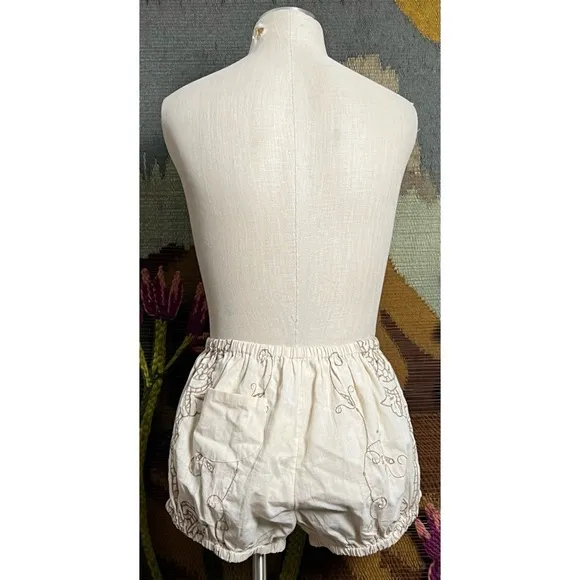 Anthropologie Embroidered Bloomer Pajama Shorts S