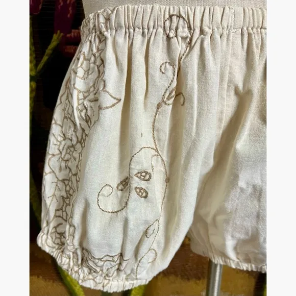Anthropologie Embroidered Bloomer Pajama Shorts S