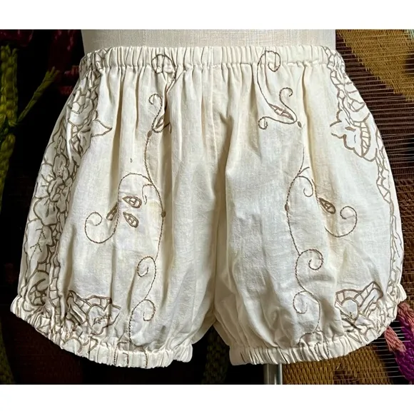 Anthropologie Embroidered Bloomer Pajama Shorts S