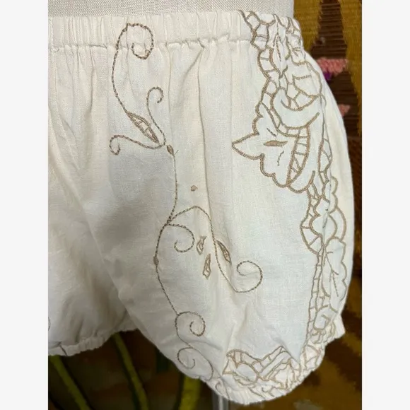 Anthropologie Embroidered Bloomer Pajama Shorts S