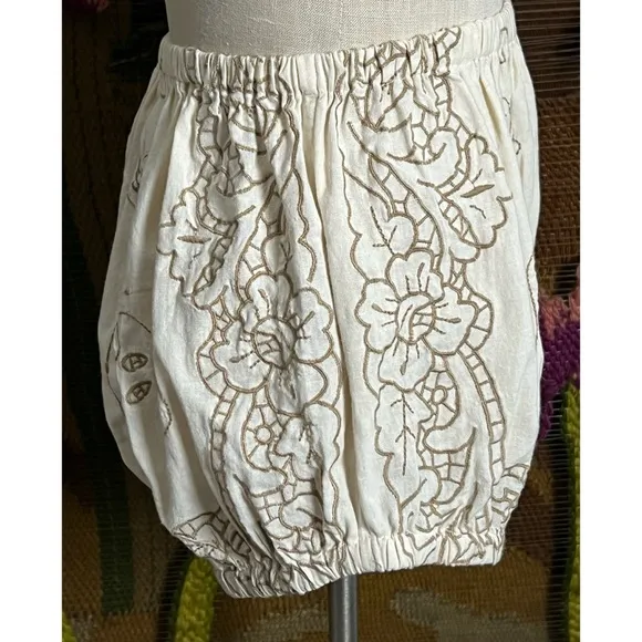 Anthropologie Embroidered Bloomer Pajama Shorts S