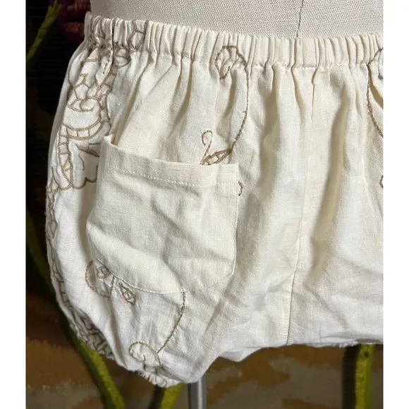 Anthropologie Embroidered Bloomer Pajama Shorts S
