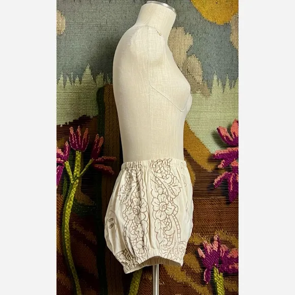 Anthropologie Embroidered Bloomer Pajama Shorts S