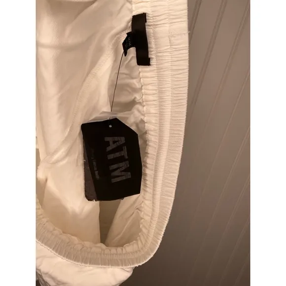 ATM ANTHONY THOMAS MELILLO Viscose Twill Pull On Shorts In White NWT Medium