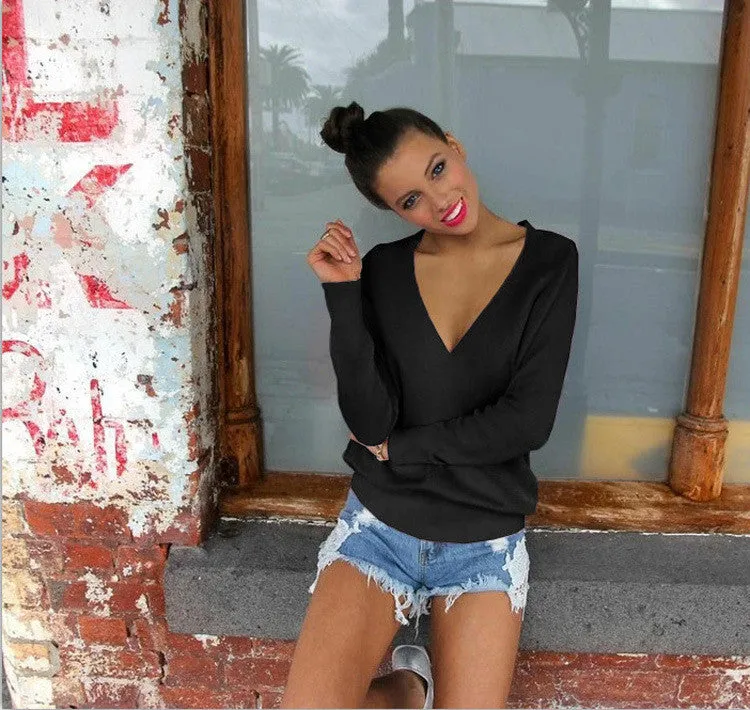 Autumn Winter Sweater Women Pullovers Knitted Casual Cashmere Sweaters V-Neck Loose Pullover Long Sleeve Jumpers