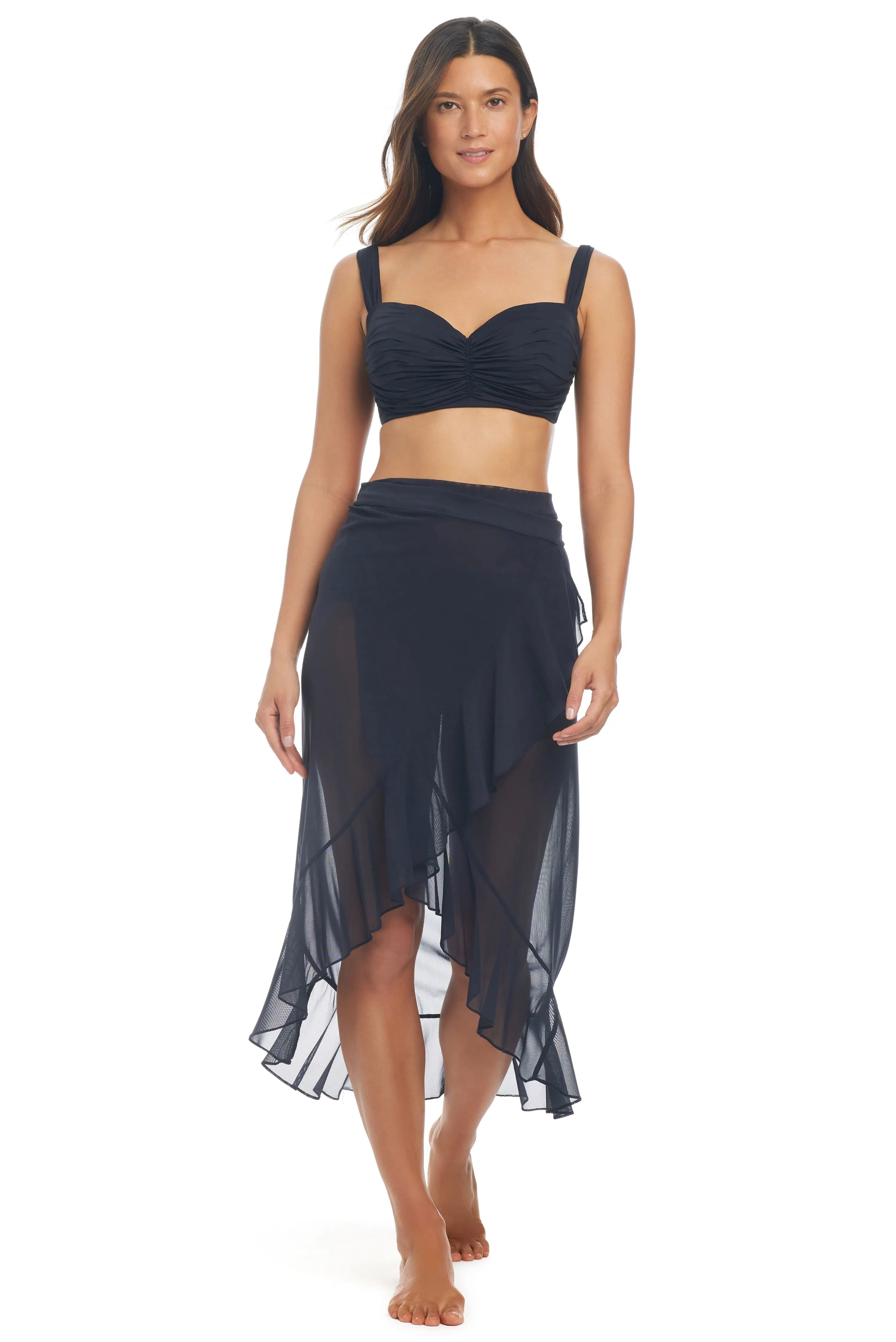 Be Transparent Mesh Ruffle Wrap Pareo Cover Up