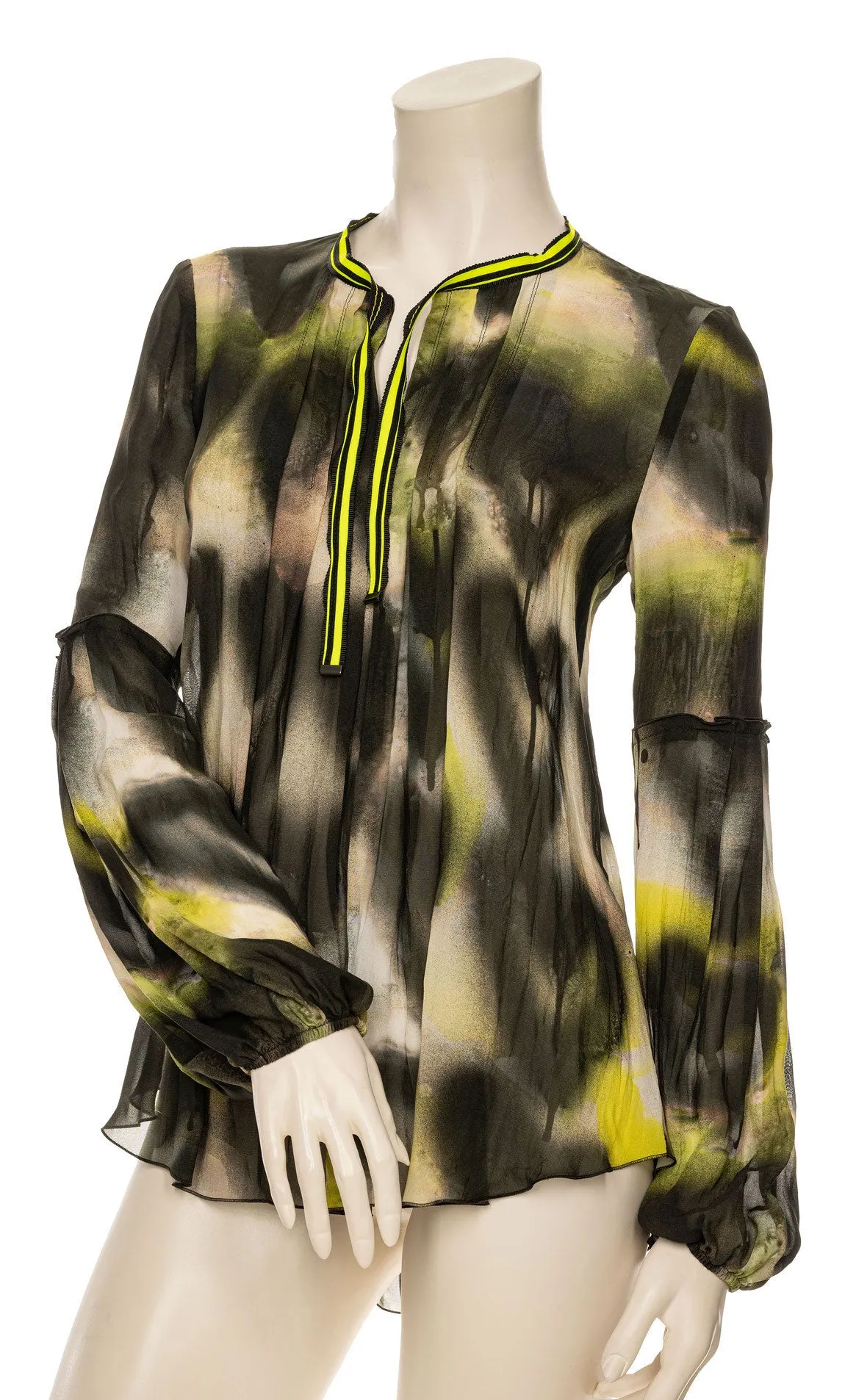 Beate Heymann Neon Green/Black Graffiti Blouse