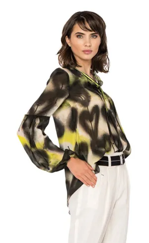 Beate Heymann Neon Green/Black Graffiti Blouse