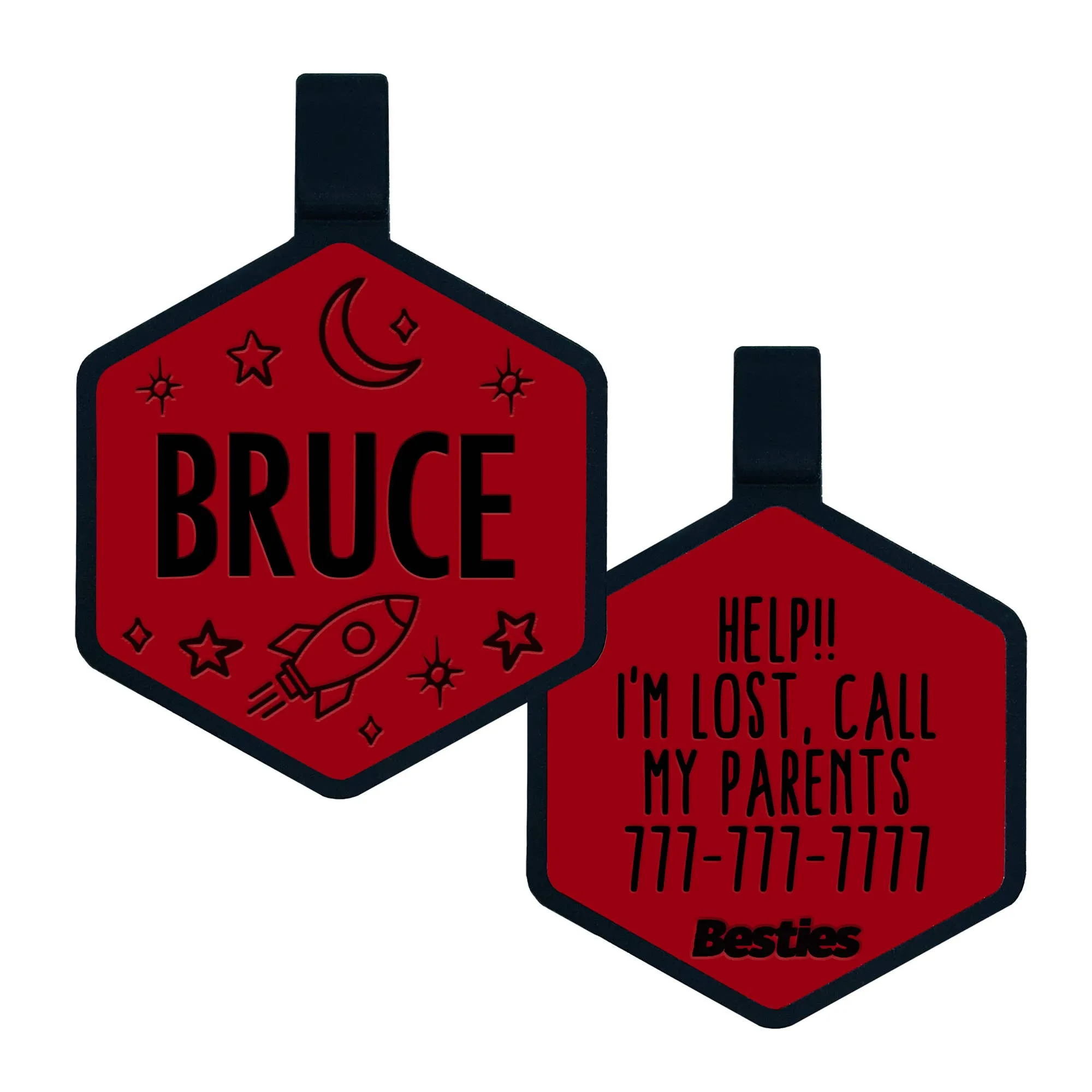 Besties Pets - Space Cadet Silicone Dog ID Tag: Chartreuse