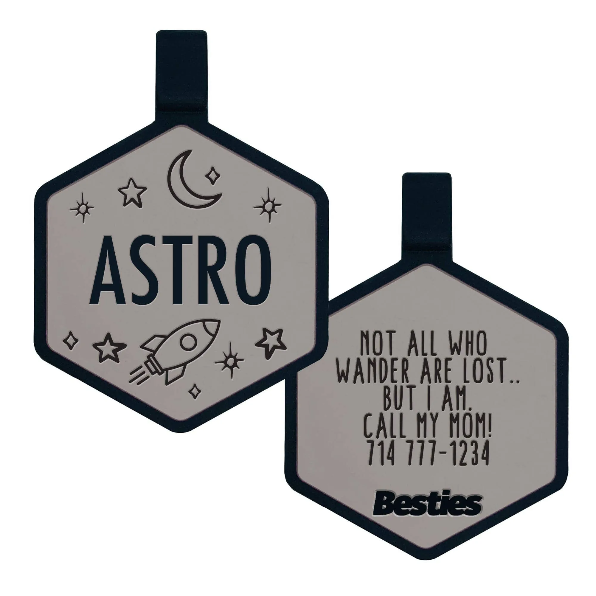 Besties Pets - Space Cadet Silicone Dog ID Tag: Chartreuse