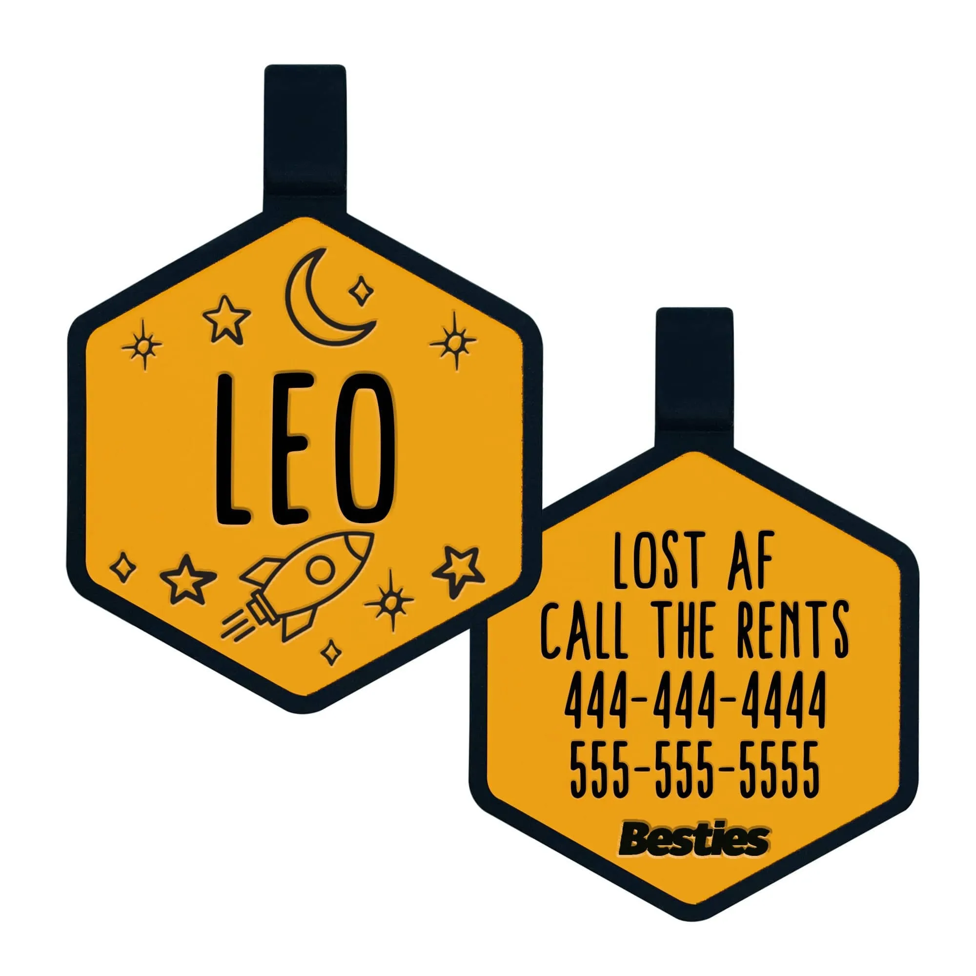 Besties Pets - Space Cadet Silicone Dog ID Tag: Chartreuse