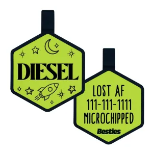 Besties Pets - Space Cadet Silicone Dog ID Tag: Chartreuse