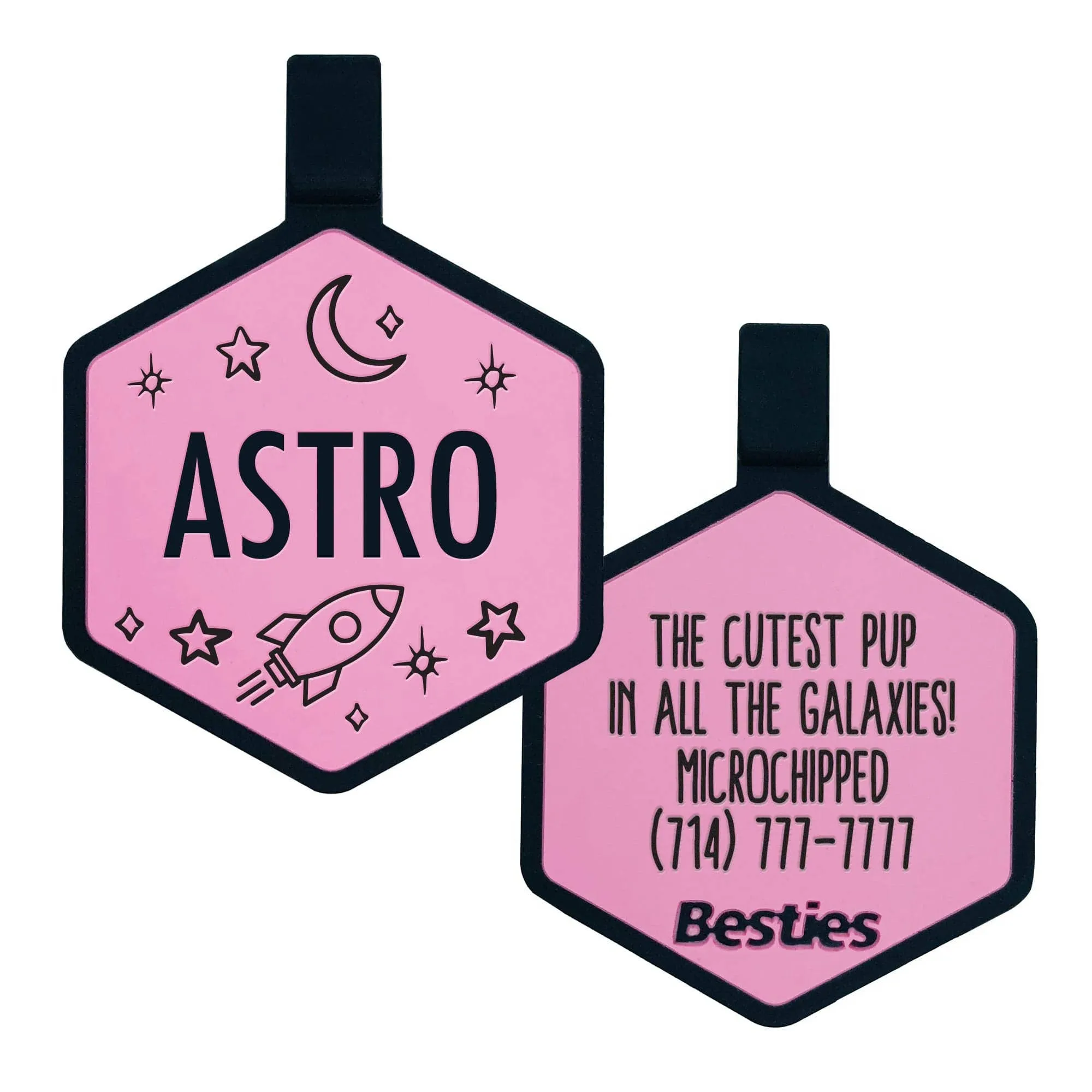 Besties Pets - Space Cadet Silicone Dog ID Tag: Chartreuse