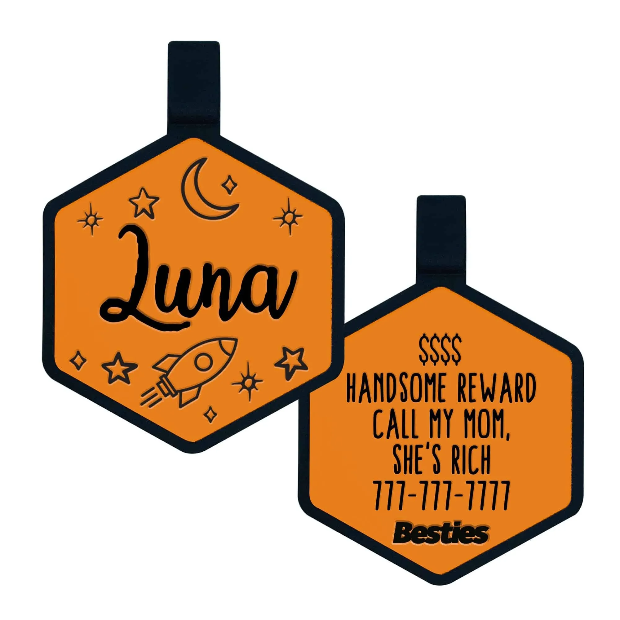 Besties Pets - Space Cadet Silicone Dog ID Tag: Chartreuse
