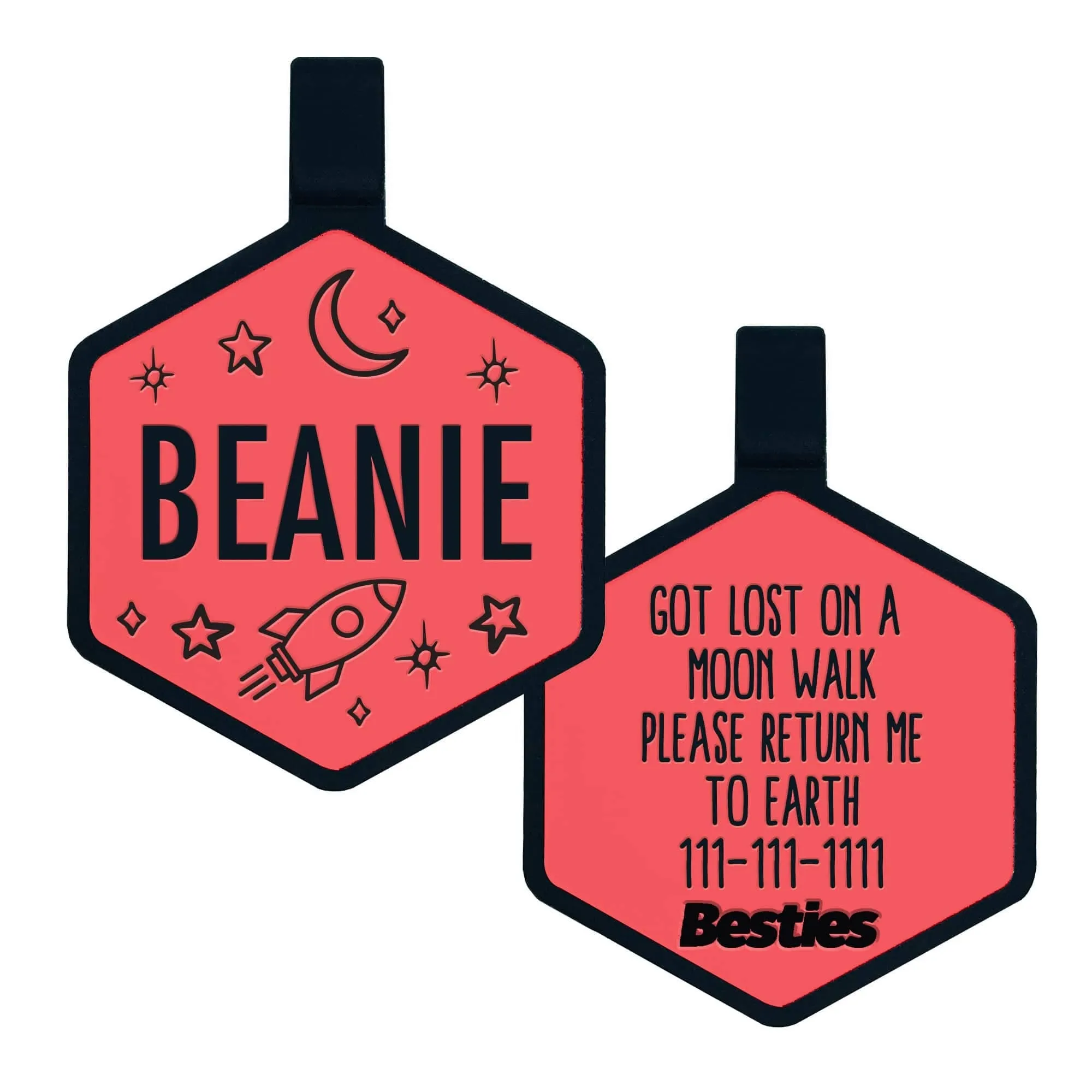 Besties Pets - Space Cadet Silicone Dog ID Tag: Chartreuse