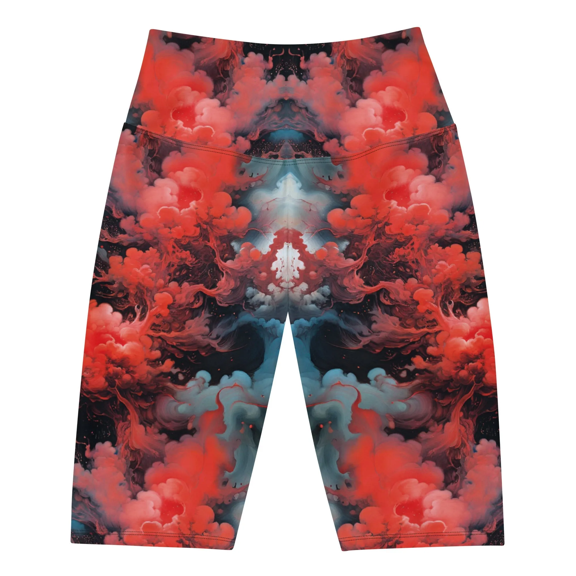 Biker Shorts - Ethereal Crimson Flow - Dark