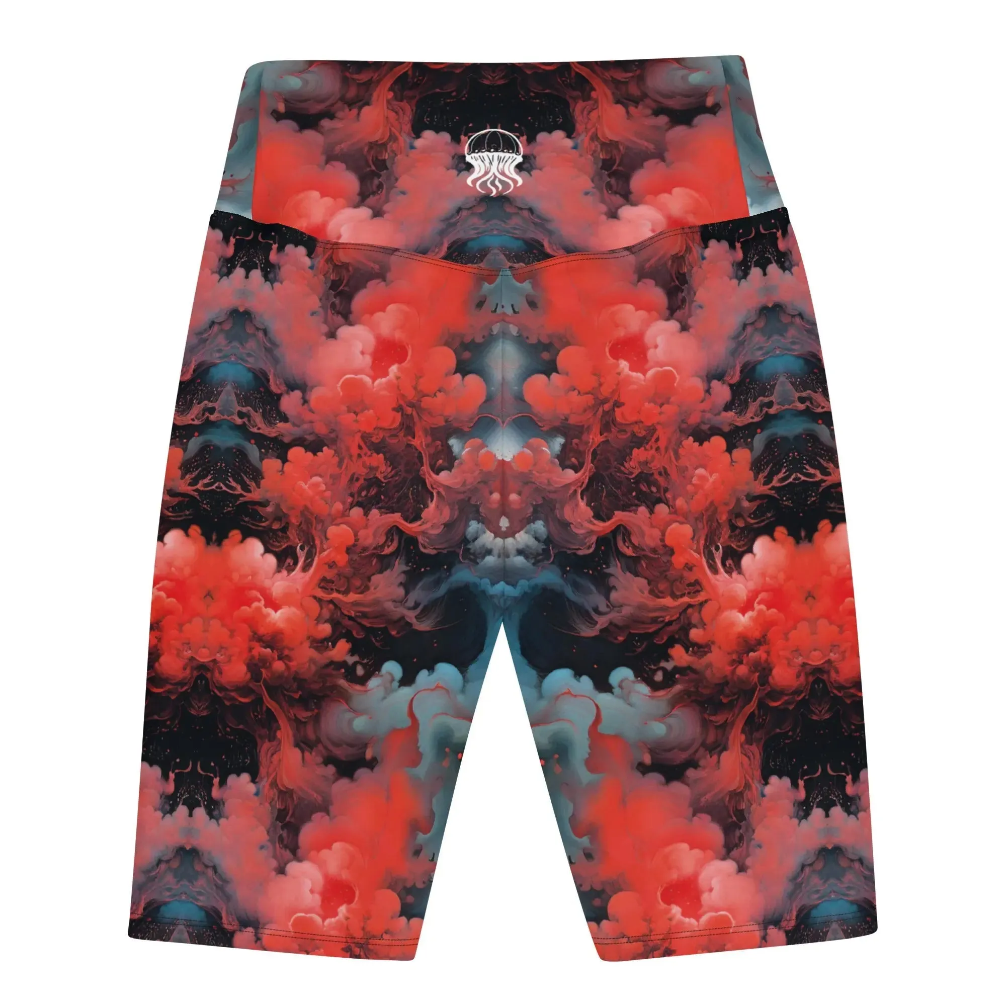 Biker Shorts - Ethereal Crimson Flow - Dark
